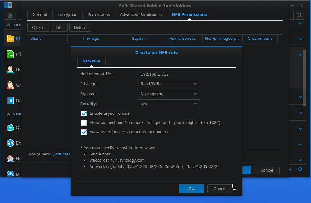 Synology NFS Permissions