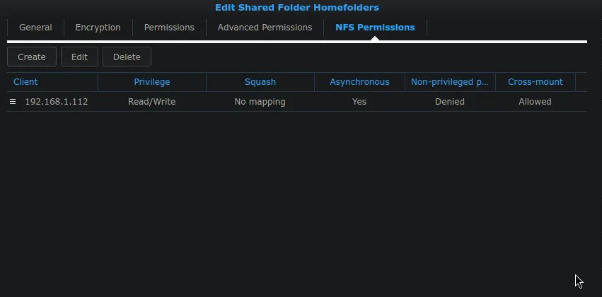 Synology NFS Permission defined